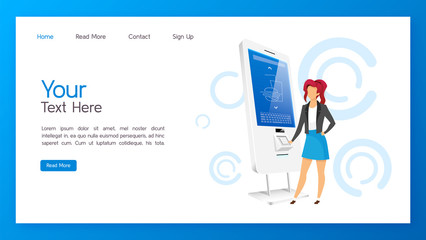 Wall Mural - self order kiosk landing page vector template. restaurant touchscreen panel website interface idea w