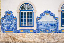 Panel Of Azulejos Traditional Tiles In Vila Franca De Xira Station, Suburb Of Lisbon, Portugal