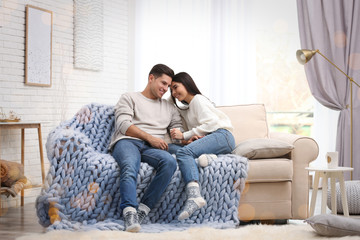 Poster - Happy couple spending time together at home. Winter vacation