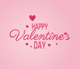 Wall Mural - Happy Valentine Day lettering Greeting, vector