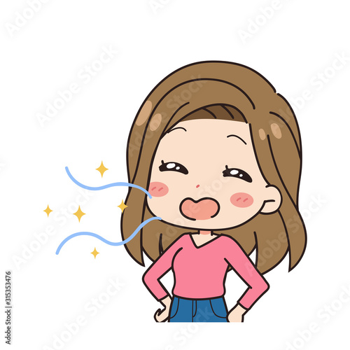 息が綺麗な女性の斜めイラスト 上半身 Vector De Stock Adobe Stock