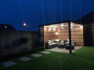 outdoor gazebo at night