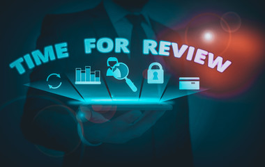 Wall Mural - writing note showing time for review. business concept for evaluation feedback moment perforanalysis