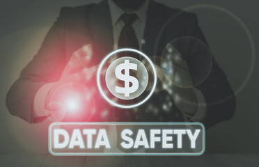 Wall Mural - Word writing text Data Safety. Business photo showcasing concerns protecting data against loss by ensuring safe storage