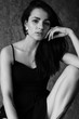 © alexkoral - black and white portrait of a brunette girl with long hair in a dress