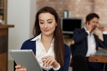 Sticker - Businesswoman portrait with tablet