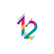 12 Years Anniversary Celebration Full Color Vector Template Design Illustration