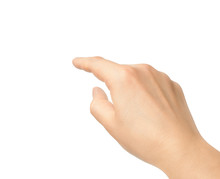 Hand Touching Finger On A White Background