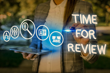 Wall Mural - conceptual hand writing showing time for review. concept meaning evaluation feedback moment perforan