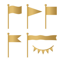  set of golden flag icon- vector illustration