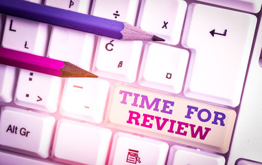 Wall Mural - writing note showing time for review. business concept for evaluation feedback moment perforanalysis