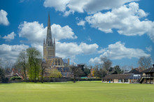 Norwich Cathedral In The East Anglian City Of Norwich