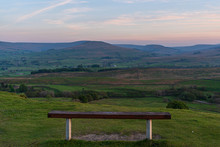 A Bench With A View From The Buttertubs Pass (Cliff Gate Rd) Between Thwaite And Simonstone, North Yorkshire, England, UK