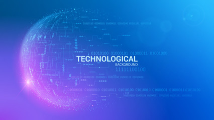Wall Mural - abstract blue holographic sphere. vector. modern technology background. global communication system,