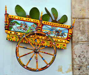 Sticker - reproduction of a sicilian cart made by an anonymous artist in favignana sicily italy