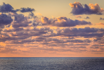 Poster - Sunset over Tyrrhenian Sea on Sicily Island, Italy - view from Zafferano cape