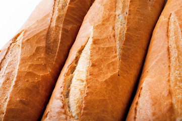 Wall Mural - French baguette, bread. Isolated on white background