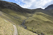 Narrow Thin Dirt Path For Hiking Up The Fells