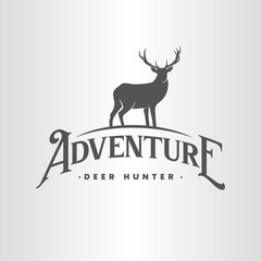 Wall Mural - vintage deer hunter logo, icon and template