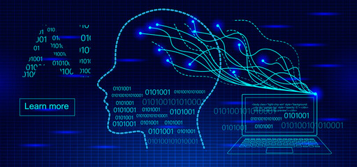artificial intelligence digital technology concept vector for website. laptop connecting to machine 