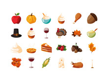 Variety Thanksgiving Day Icon Set Pack Vector Design