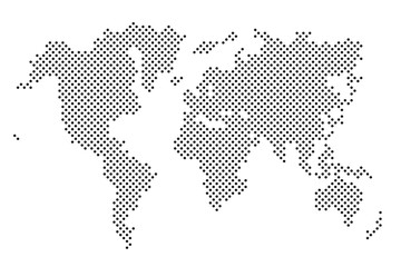 Wall Mural - world map stylized with dots on white background. dotted world map with continents, north and south 