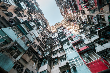 Sticker - Colorful building facade in Hong Kong, Quarry Bay ( a.k.a. Monster Building)