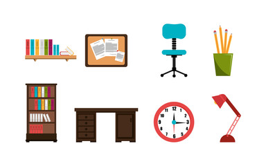 set of equipments office icons vector illustration design