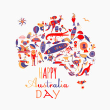 Happy Australian Day. Greeting Card Design