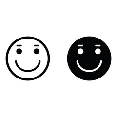 smile icon/ Happy face/ line style icon/ black vector symbol of smile