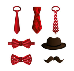 Canvas Print - set of neckties and accessories masculine vector illustration design