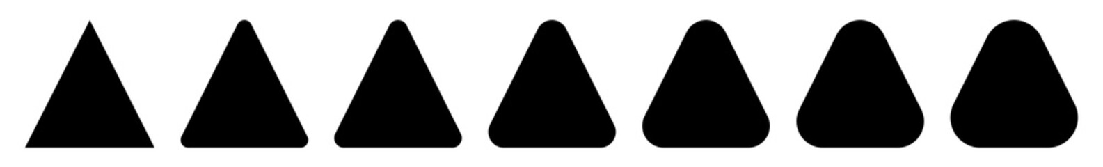 Wall Mural - triangle icon black rounded | label triangles | frame logo | emblem | traffic sign | road symbol | i
