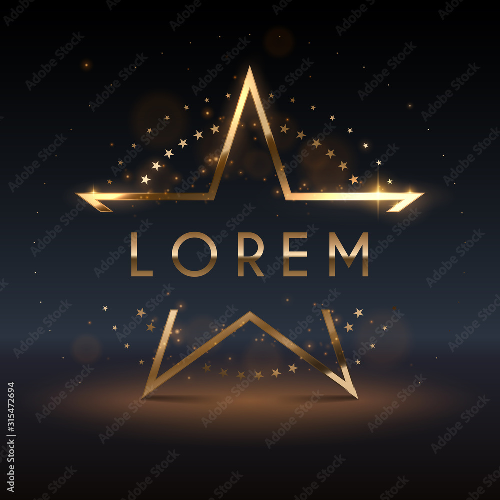 Gold star frame template for text Stock Vector | Adobe Stock