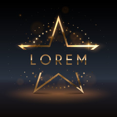 Wall Mural - gold star frame template for text