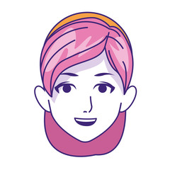 Sticker - adult woman face icon, flat design