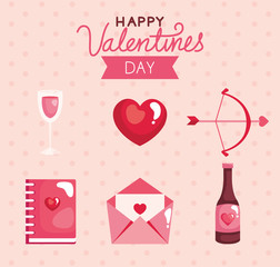 Poster - set of cute icons for happy valentines day vector illustration design