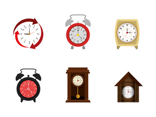 Wall Mural - bundle of clocks different icons vector illustration design