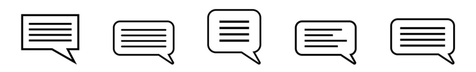 Wall Mural - speech bubble balloon lines icon black | shape text bubbles | communication symbol | message logo | 