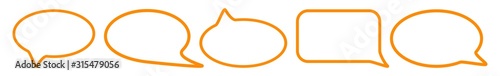 Fotomural Speech Bubble Balloon Icon orange | Blank Shape Bubbles | Communication Symbol |