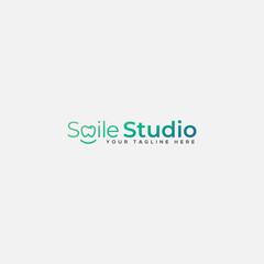 modern smile logo, simple typography logo