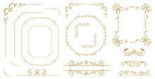 Luxury Gold Vintage Invitation Vector Set. Ornamental Curls, Dividers, Border Design  And Golden Components Design  For Wedding Invite, Menus, Certificates, Boutiques, Spa And Logo Design.
