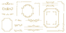 Luxury Gold Vintage Invitation Vector Set. Ornamental Curls, Dividers, Border Design  And Golden Components Design  For Wedding Invite, Menus, Certificates, Boutiques, Spa And Logo Design.