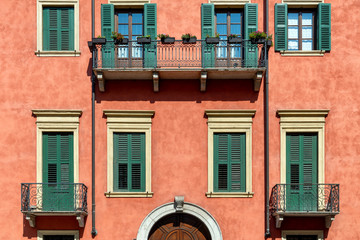 Colorful building facades in Italy