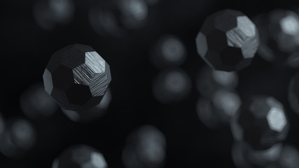 Wall Mural - Black carbon atoms in 3D rendering