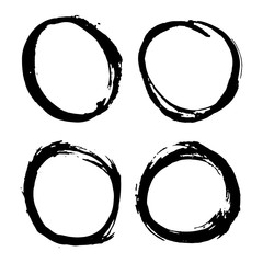 Wall Mural - round frames, grunge textured hand drawn elements set, vector illustration