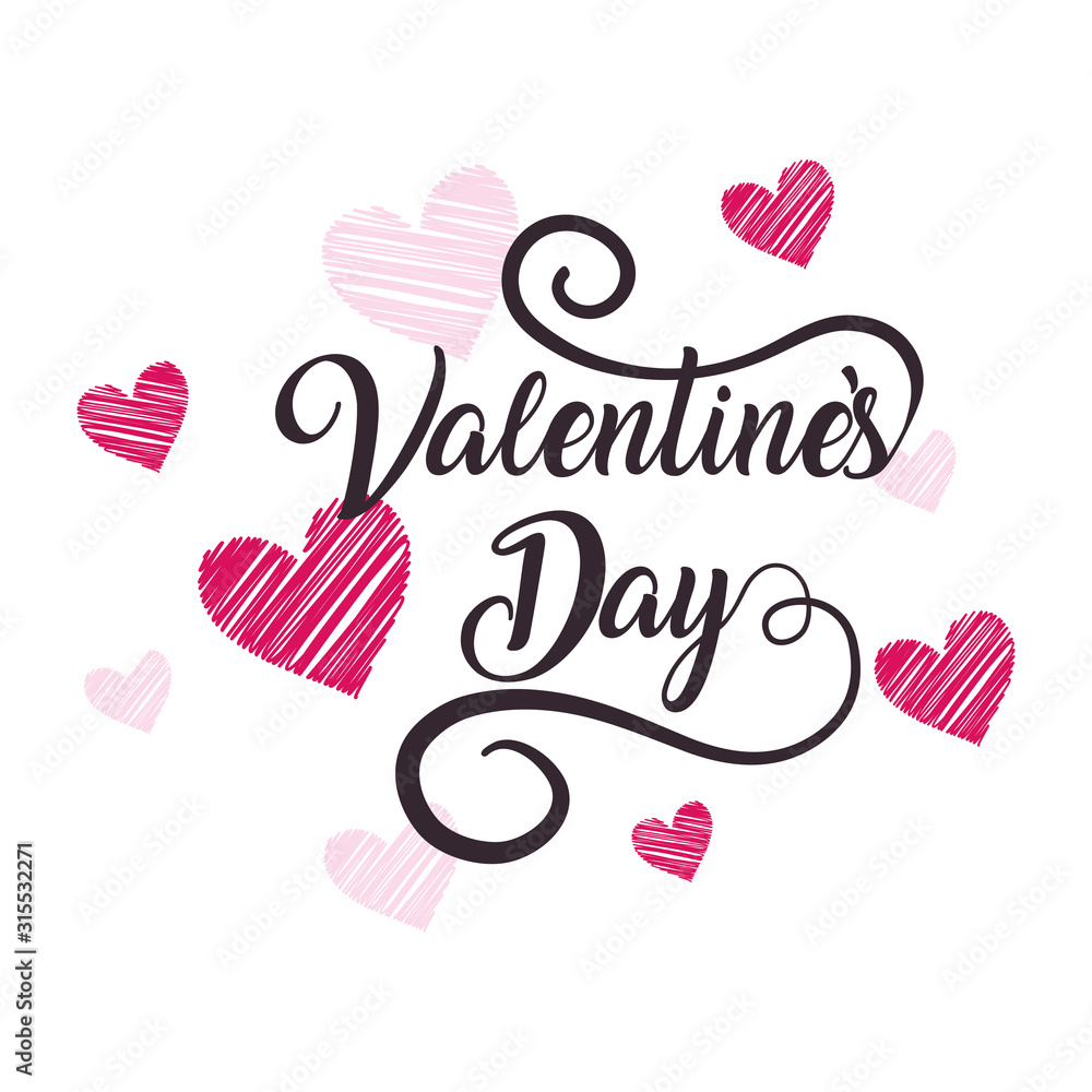 Happy valentines day pink hearts vector design Stock Vector | Adobe Stock