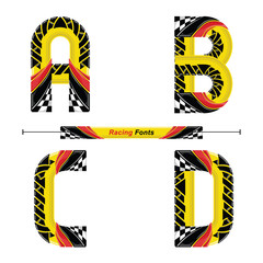 Wall Mural - Alphabet Racing Flag style in a set ABCD