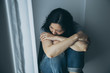 © panitan - panic attacks alone young woman sad fear stressful depressed emotion.crying begging help.stop abusing domestic violence,person with health anxiety,people bad frustrated exhausted feeling down