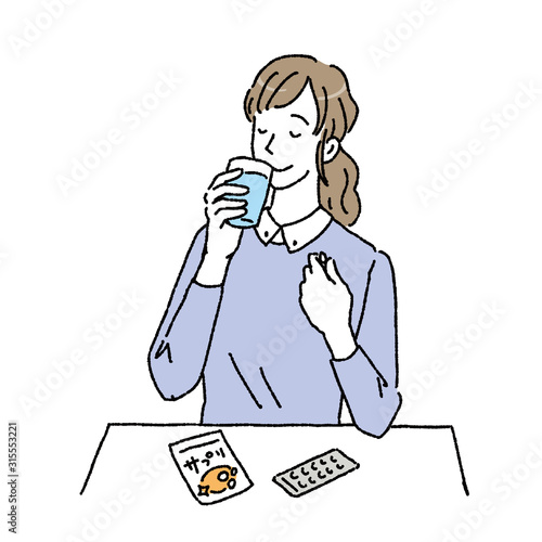 サプリを飲む女性 イラスト サプリメント Stock Vector Adobe Stock