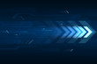 Arrow speed abstract blue background, communication data transfer technology concept.